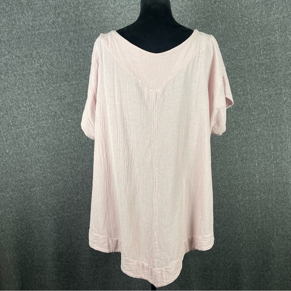 Oh My Gauze XXL Pink Lightweight Boho Lagenlook Asymmetrical Tunic Top Artsy - Picture 4 of 10